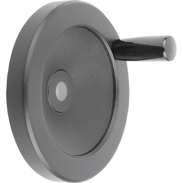 Disc Handwheel D1=80 Reamed Hole D2=10H7 Aluminum, Black Powder, Comp:Thermoset, Fixed Grip
